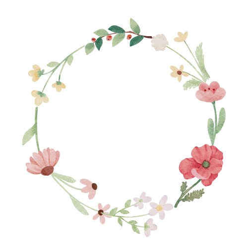 Watercolor Wildflower Wreath Vector Image
