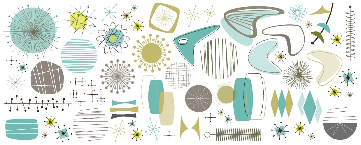 Retro 1950s Shapes Vector Images (over 1,100)