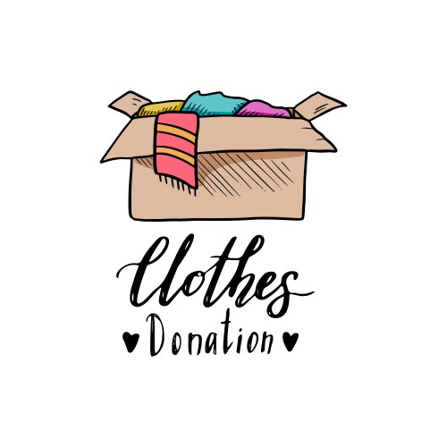 Donation box with clothes and lettering style text vector image