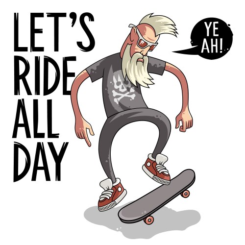 Skater Hipster T-Shirt Print Vector Image