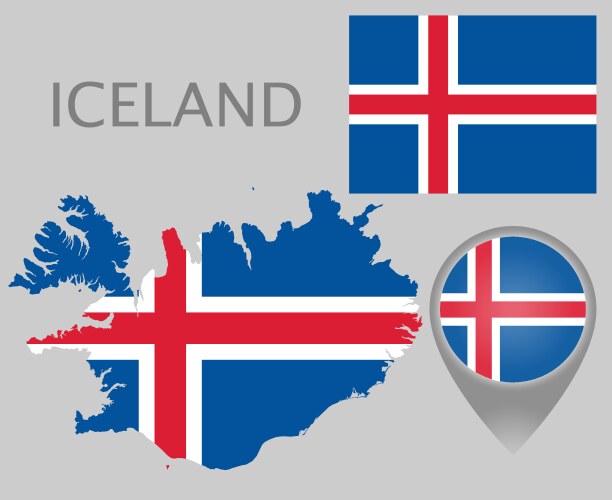 Iceland Flag & Map vector image