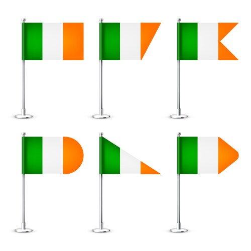 realistic various iriah table flags on a chrome vector image