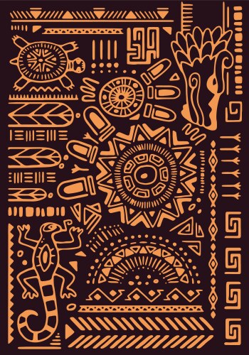 mexican ornamental background aztec symbols vector image