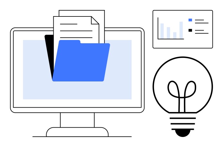 Digital file organization with folder on computer vector image