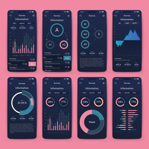 Different ui ux gui screens and flat web icons vektorbild
