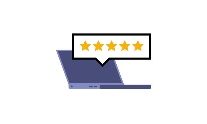 Five stars laptop icon feedback review vector image