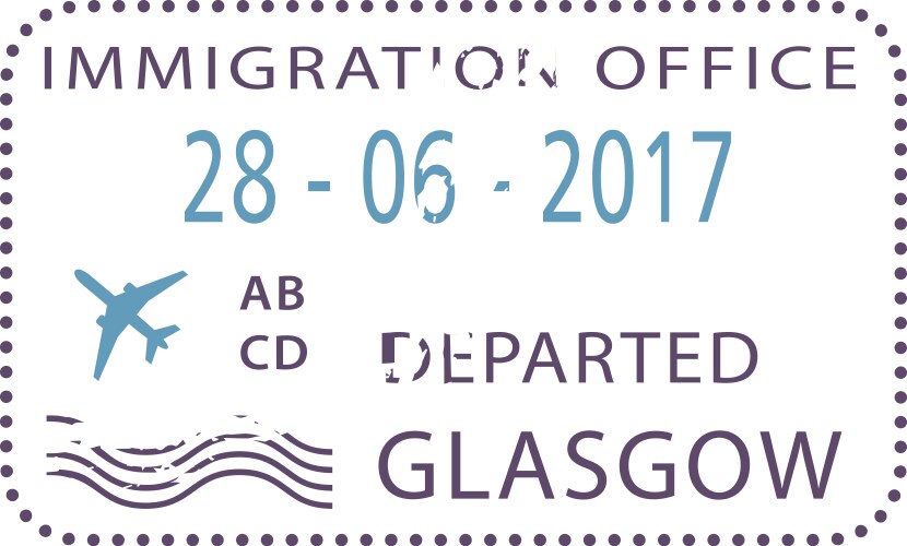 departed from glasgow poland visa stamp isolated vector image