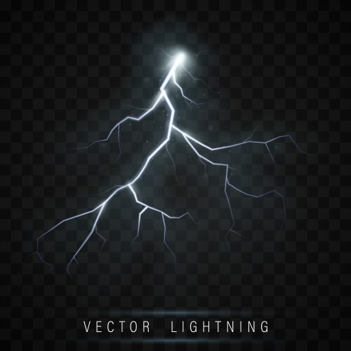 Realistic lightning and thunder bolt Royalty Free Vector