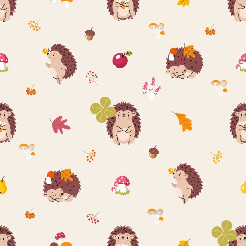 Fall Animal Patterns Forest animals seamless pattern fox owl raccoon Vector Image