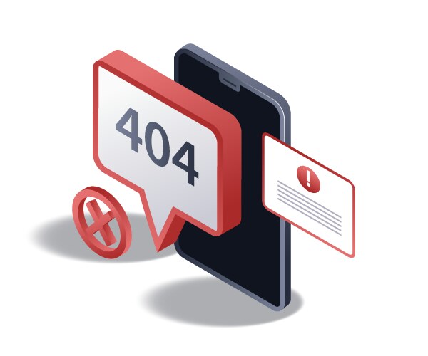 Smartphone maintenance error code 404 flat vector image