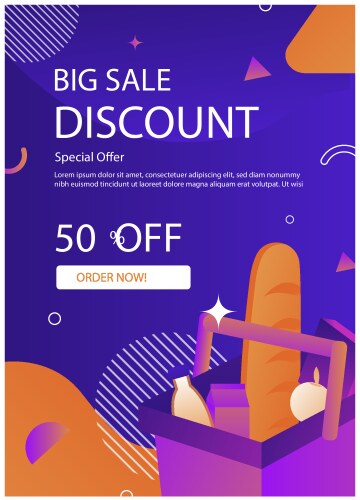 Gradient supermarket poster template Royalty Free Vector