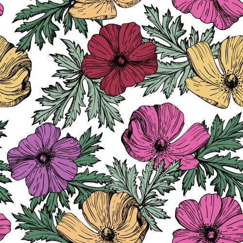Floral seamless pattern flower background garden Vector Image