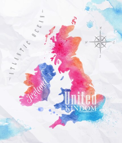 Watercolor Scotland & UK Map Vector Image
