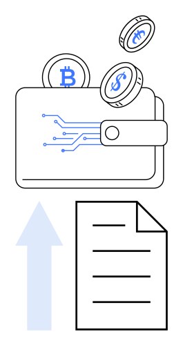 Digital wallet with cryptocurrency coins and data vector image