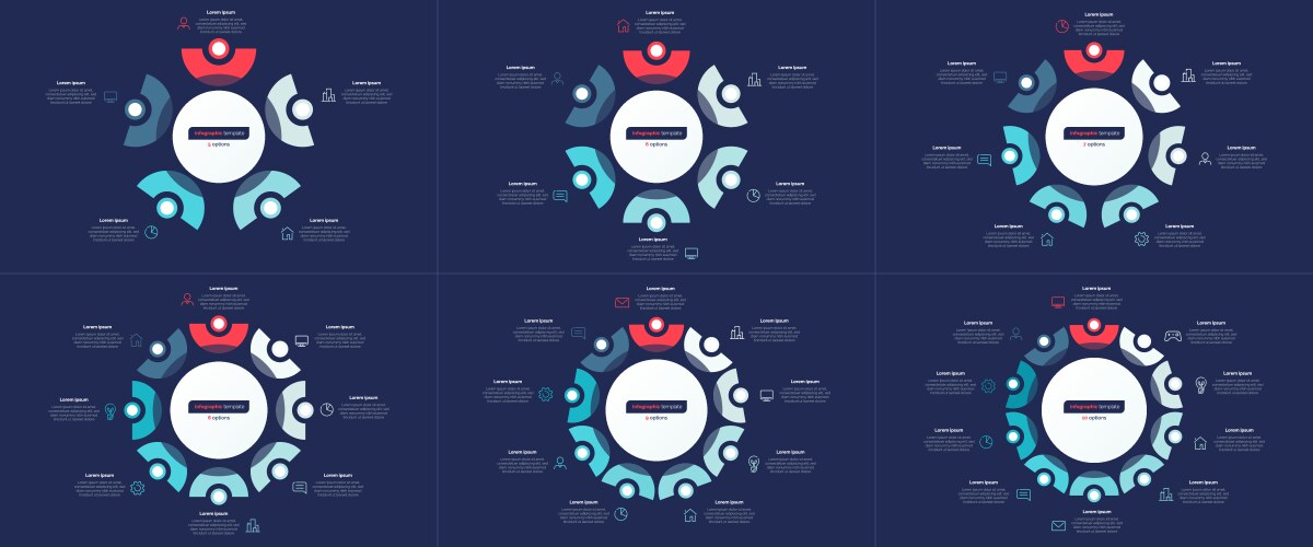 Set of modern circle chart infographic vector image