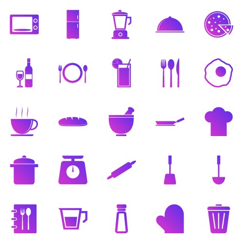 Kitchen icons on white background Royalty Free Vector Image