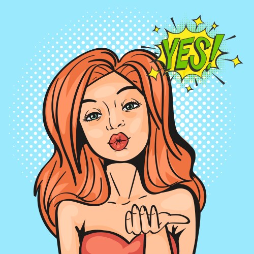 sexy comic blonde pop art girl with long hair vector