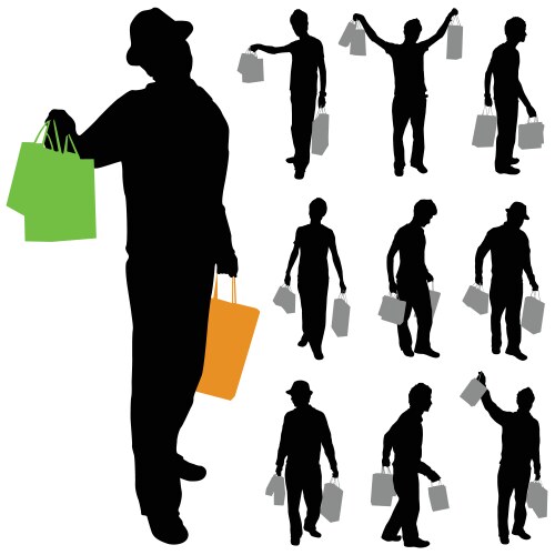 Shopping Man Silhouette Vector Image