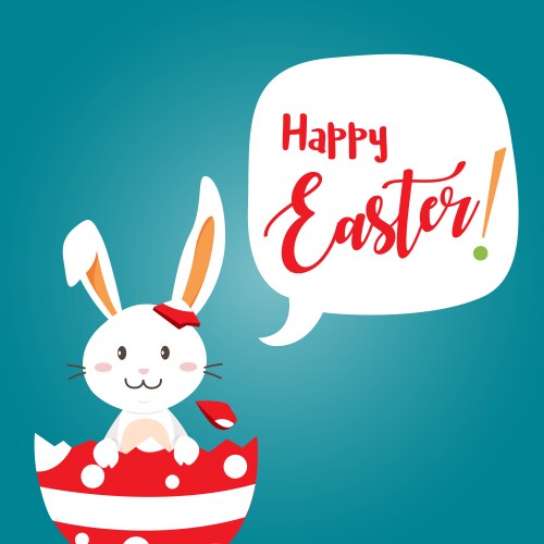 happy easter day with white rabbit vector