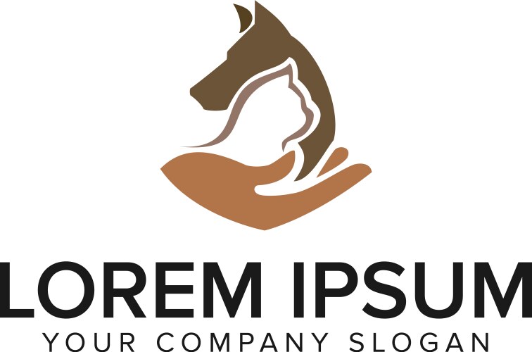 Pet Care Logo - Dog & Cat Concept Vector Image