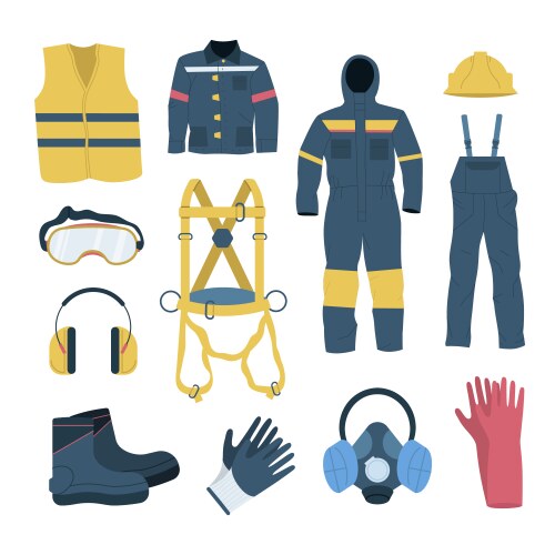 personal protective equipment flat set vector