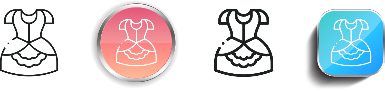 Gown icon thin linear regular and button style vector image