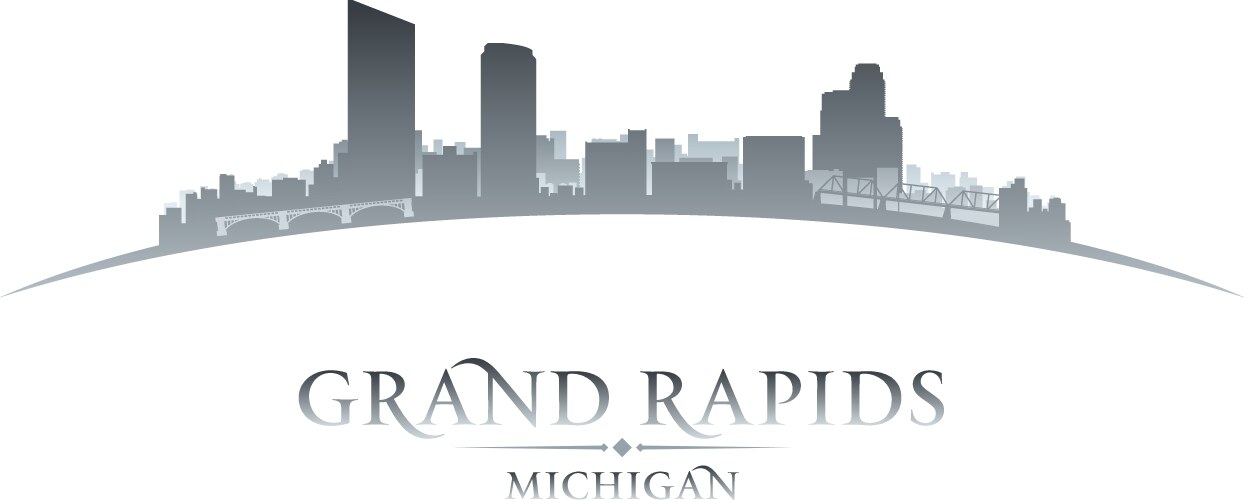 grand rapids michigan city skyline silhouette vector image