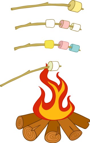Campfire Marshmallows on a Stick Vector Image