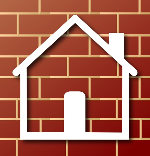 House icon with brick wall vector image