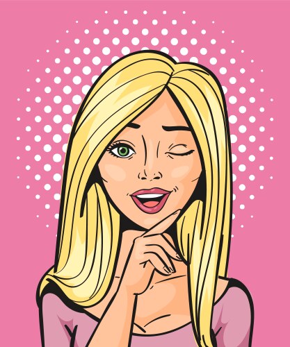 sexy blonde woman comic pop art twinkle with one vector