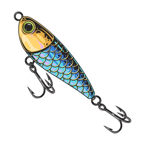 Colorful Fishing Lure with Hooks Vector Image