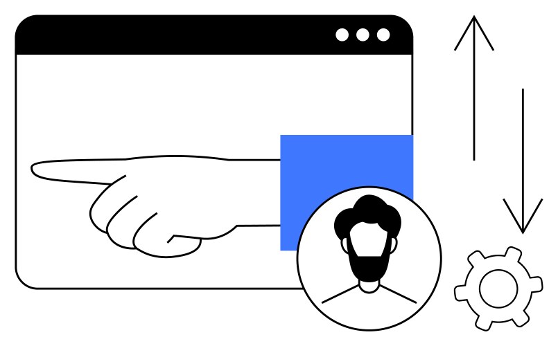 Hand gesture command inside web interface vector image
