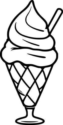 Swirl ice cream cone line drawing Vector Image