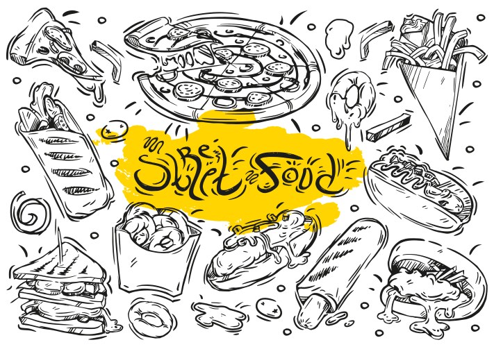 Hand Drawn Food Doodle Collection Vector Image