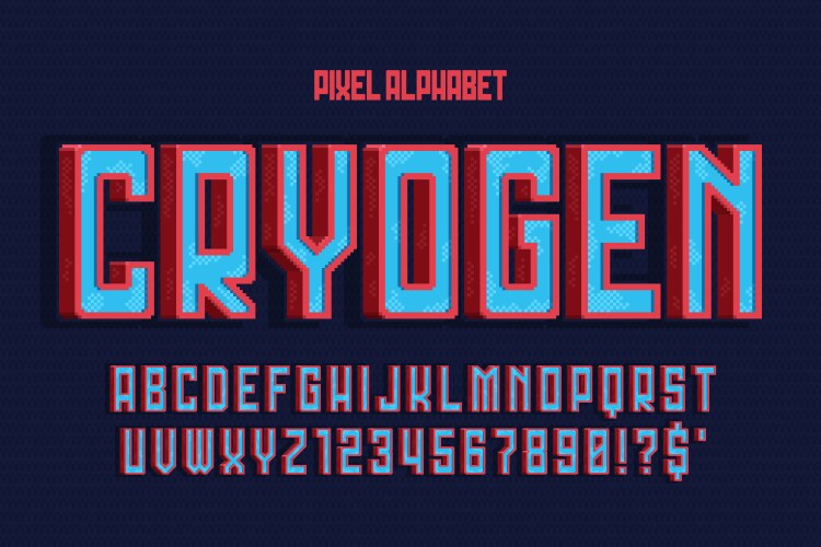 Pixel alphabet design stylized like vector image