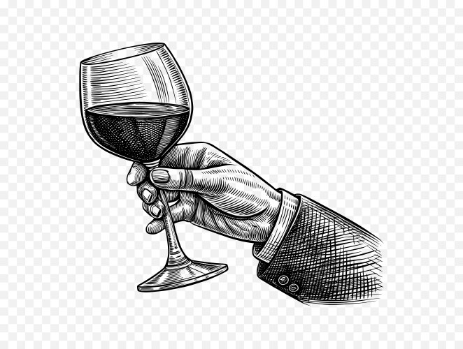 Ai-generated hand holding wine glass vintage Vector Image