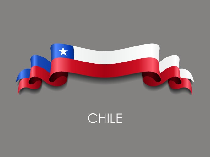 Chilean Flag Wavy Ribbon Vector Image