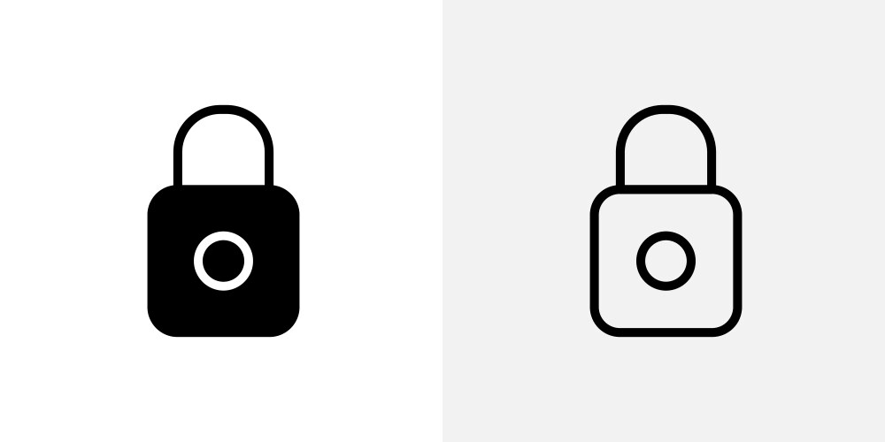 Nfc lock icon set in black and white outlines Vector Image