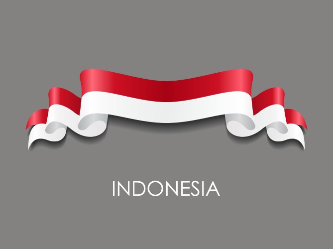 indonesian flag wavy ribbon background vector image