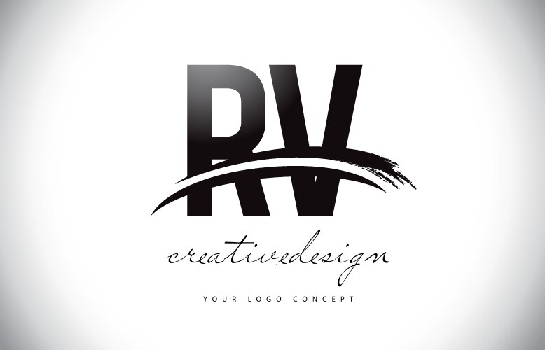 RV Letter Logo - Swoosh & Brushstroke Vector Image
