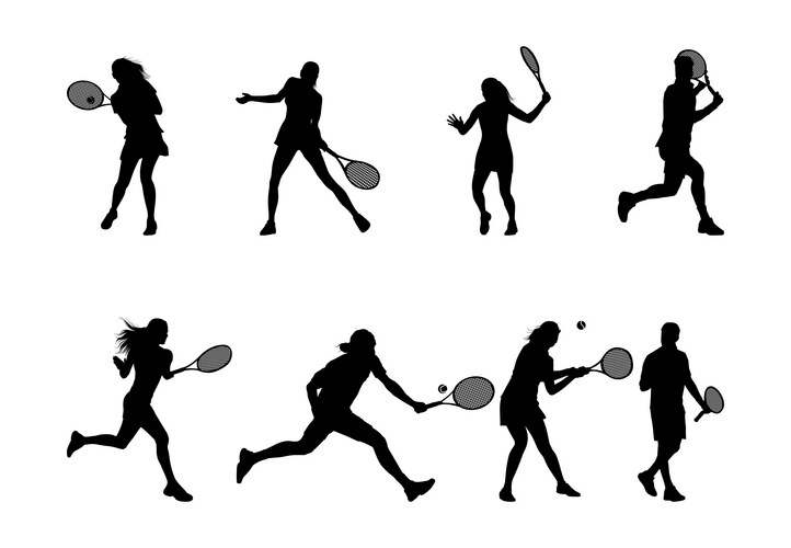 Tennis Player Silhouettes Vector Image
