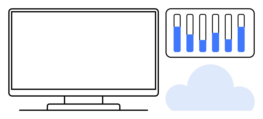 Cloud computing interface with data charts vector image