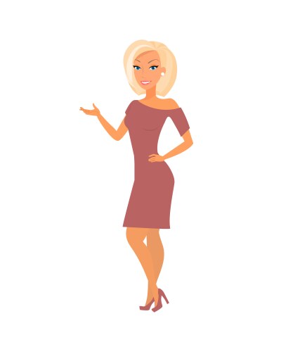 Stylish Blonde Woman in Dress Vector Image
