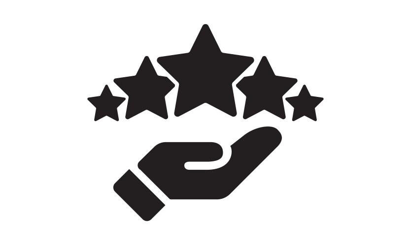 Five stars hand icon feedback review vector image