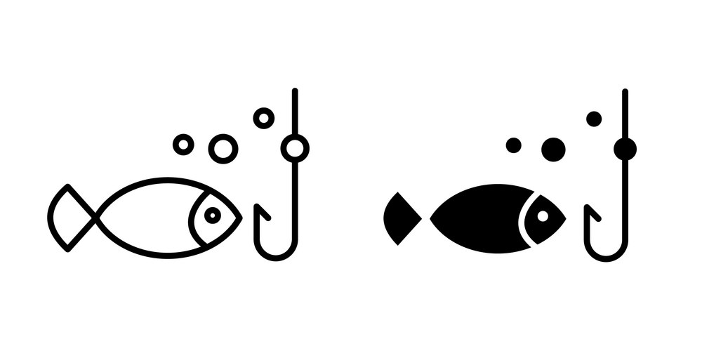 Fishing icon outline thin line flat simple Vector Image