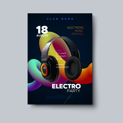 Electro party invitation design template Vector Image