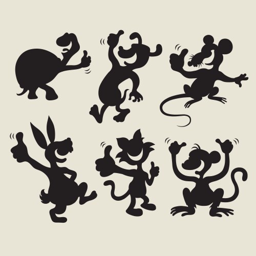 Animal Silhouettes - Cute Shadow Collection Vector Image