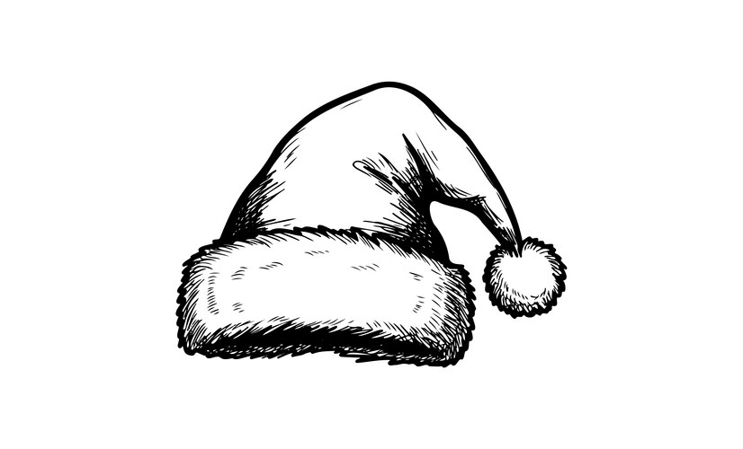 Fluffy Santa Hat Sketch Vector Image