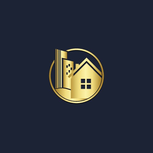 home building realty gold company logo vector image