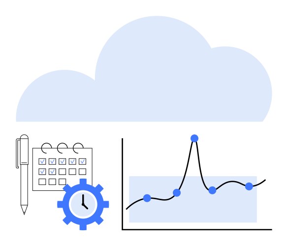 Efficient time management with cloud-based data vector image